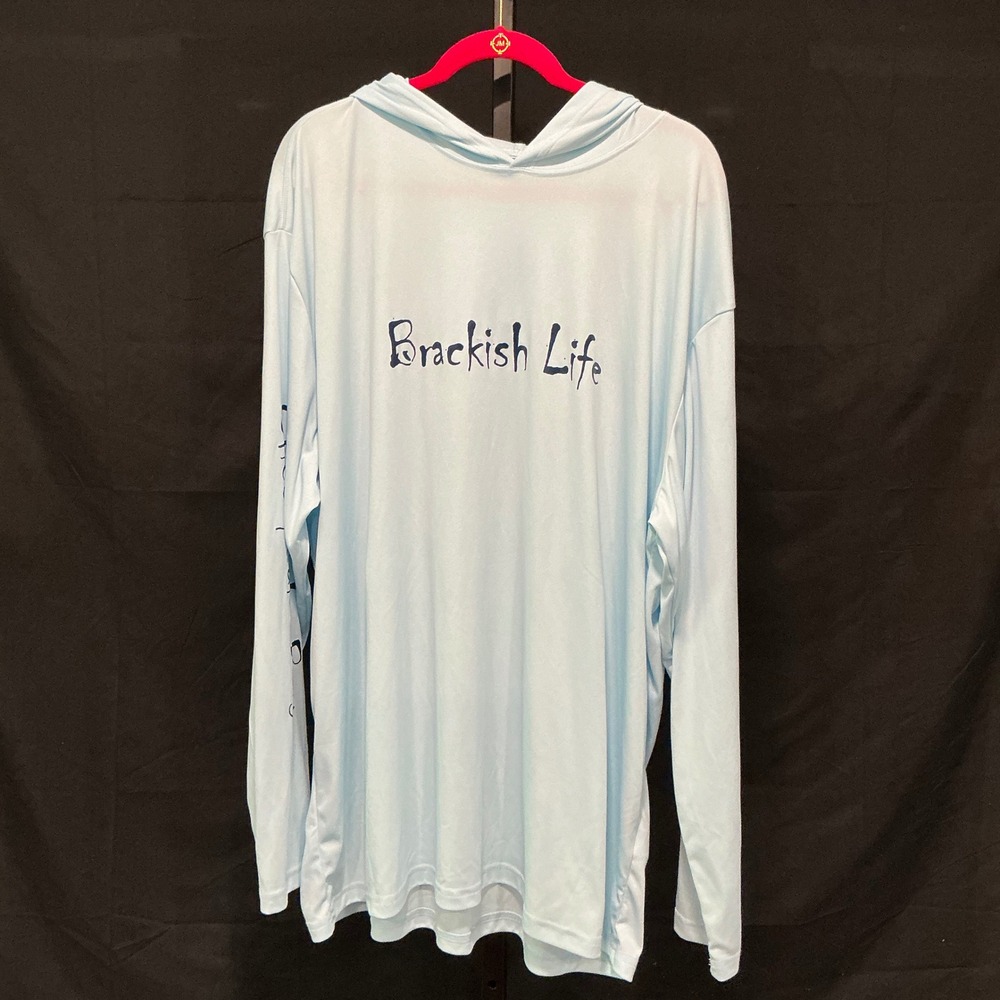Brackish Life Performance Hoodie Xtreme-Tek 3X Light Blue Chesapeake Bay Fishing - Picture 2 of 7